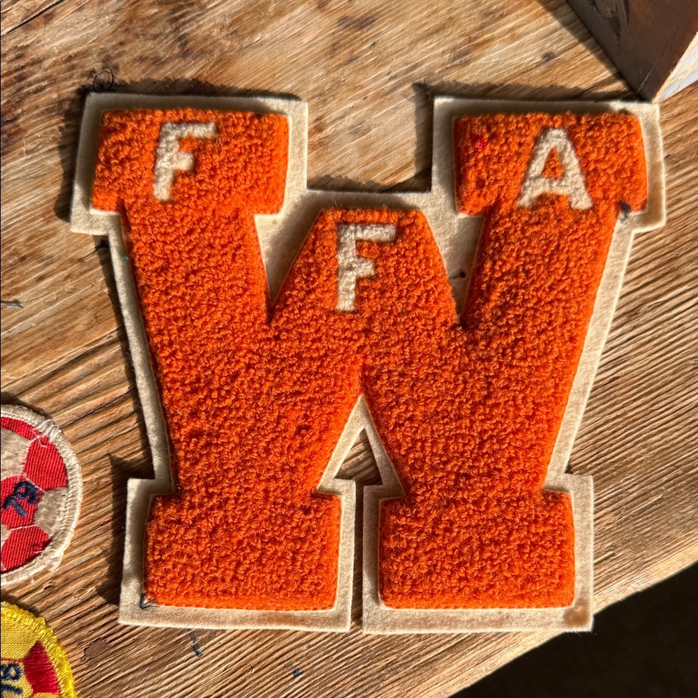 Vintage “W” Varsity Orange Chenille FFA Letterman Patch